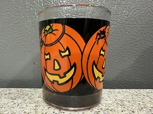 Vintage Halloween Indiana Glass Votive Candle Holder Pumpkin Jack O Lantern - Picture 1 of 6