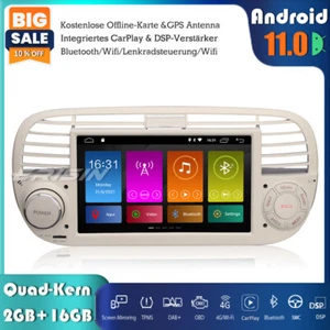 CarPlay Android 11.0 Autoradio GPS DAB+Bluetooth Wifi Navi DSP RDS für Fiat 500 - Bild 1 von 14