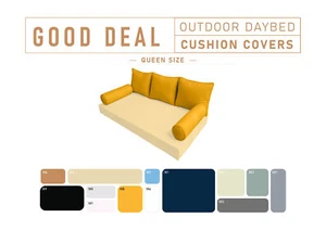 STYLE 3 QUEEN SIZE Outdoor Daybed Bolster Backrest Pillow Cushion SLIPCOVER ONLY - Picture 1 of 131