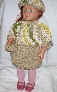 Skirt, Hat, Purse, and Poncho for 18" Doll, Handmade, Crochet - Picture 1 of 2