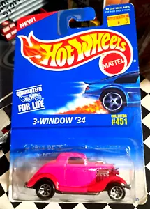 1996 Hot Wheels #451 3-Window '34 Ford - Pink - Picture 1 of 4