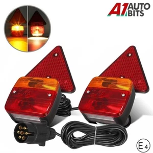 Rear Trailer Light Lamps Kit Triangle Lightboard Towing Magnetic Tractor E4 7.5m - Picture 1 of 13