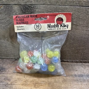 Vintage Marble King 50 Glass Marbles Set – American Made, Includes Shooters - Picture 1 of 3