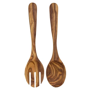 Salatbesteck "Plaisir" oval - handgefertigt & ergonomisch aus Olivenholz - Bild 1 von 7