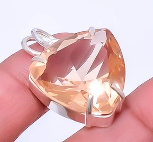 Morganite Quartz Gemstone 925 Sterling Silver Solitaire Pendant 1.37" P451-41 - Picture 1 of 1