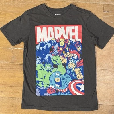 AVENGERS T Shirt youth size L Grey cotton tee SZ Large MARVEL HEROES for kids - Image 1 of 4