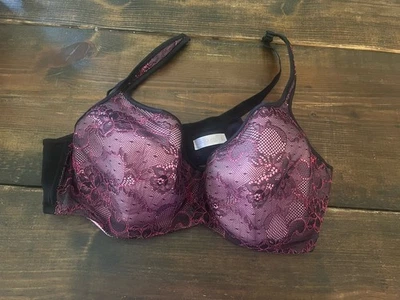Cacique Floral Print Bra Lane Bryant Size 44DD Pink/Black Lightly Lined - Image 1 of 4