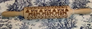 Christmas Wooden Decorative 14" Rolling Pin Reindeer Snowflakes Trees NEW NWT - Picture 1 of 9