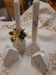 Moderner Adventskranz  Kerzenhalter Incl. Kerzen ,  Keramikguss - Bild 1 von 4