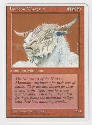 Miscut Hurloon Minotaur NM 4th Ed MTG Magic Error Misprint Alpha Cut Corners! - Image 1 of 2