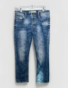 BKE Jake Jeans Herren 34x30 Blau Straight Stretch Distressed Whiskered Fade SCHNALLE - Bild 1 von 16