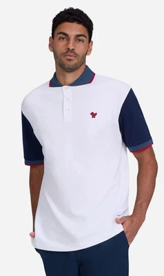 Bad Birdie Pique Golf Polo White Dark Navy Red Shirt Short Sleeve USA Men's Size - Image 1 of 4
