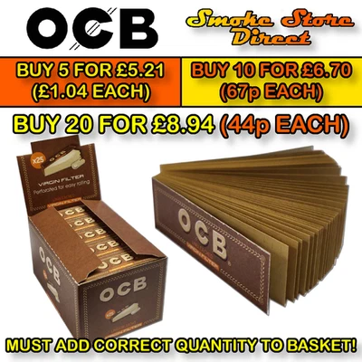 OCB | Unbleached "Brown" | Roaches | 50 Roaches Per Booklet - Image 1 of 3