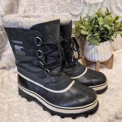 Sorel Caribou из черной кожи женщин снег ботинки водонепроницаемый открытый размер 9 NL1005-011 - Изображение 1 из 4