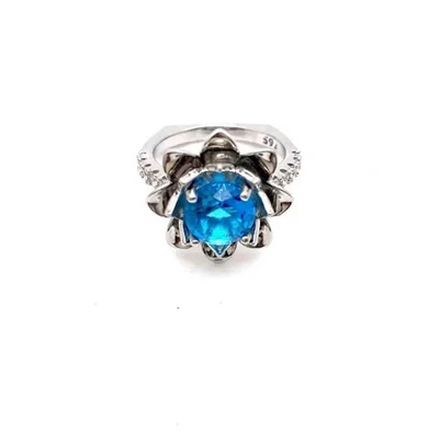 Beautiful Jewelry Blue Topaz CZ Sterling Silver 925 Flower Ring Square Size 6.25 - image 1 of 4