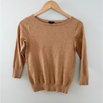 Suéter para mujer Ann Taylor color tostado punto suizo manga 3/4 XS Foto 1 de 4
