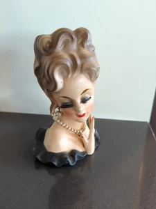 Vtg 1964 7" INARCO E-1753 Lady Head Vase Headvase Pearl Earrings See Photos - Picture 1 of 14
