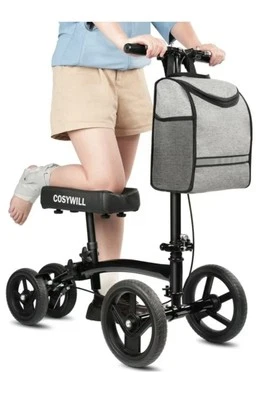 COSYWILL Steerable Knee Scooter,Economy Knee Walker,All Terrain Foldable Black - Image 1 of 4