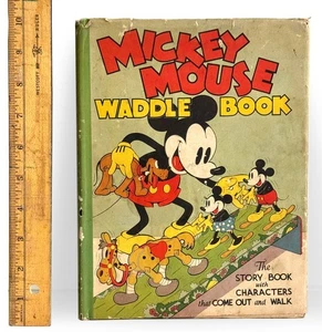Vintage Mickey Mouse Waddle Book BY Walt Disney w/ Rare Dust Jacket (1934) - Bild 1 von 19
