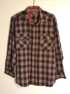 Men’s Pendleton Pure Virgin Wool Plaid Shirt Large Dark Red - Picture 1 of 3