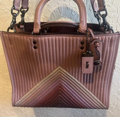 Coach 1941 Rogue Dusty Rose Colorblock Quilted Shoulder Handbag Leather Rivet - Image 1 of 4