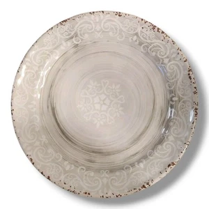 Cynthia Rowley Gray Brown Medallion Swirl Melamine Dinner Plate 11" New York - Picture 1 of 6