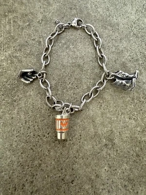 James Avery 3 Dijes 925 Whataburger Guante de Béisbol Botas Pulsera Texturizada 7 Foto 1 de 4