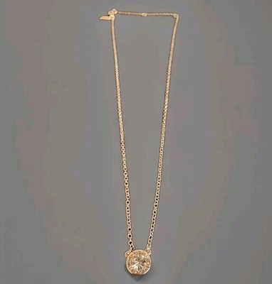 蔻驰开放圆形标志玫瑰金镀黄水晶彩色玻璃石项链  — 第 1/4 张图片