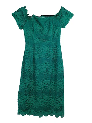 NUEVO BB Dakota Vestido Para Mujer Talla 2 Encaje Verde Cuello Cuadrado Manga Corta Foto 1 de 4