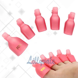 5 X Plastic Toe Nail Soak Off UV Gel Art Polish Remover Wrap Gelish Clip Cap UK - Picture 1 of 5
