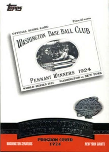 2004 Topps Fall Classic Covers #FC1924 1924 World Series Wash Senators BX 50C - Picture 1 of 2