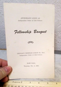 vintage Anchorage Alaska IOOF Odd fellows banquet 1954 Roosevelt Hotel - Picture 1 of 5
