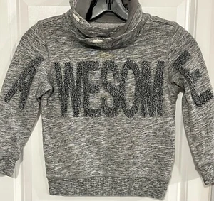 CAT & JACK Boys Gray Black Long Sleeve Pullover Sweater AWESOME Spell Out XS - Picture 1 of 6