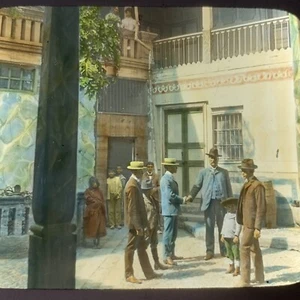 Vtg Magic Lantern Glass Slide Photo Color Riobamba Inner Court Ecuador - Picture 1 of 3