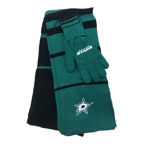 NHL Dallas Stars Stripped Scarf and Glove Set Cover