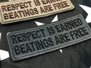 RESPECT IS GAINED BEATINGS FREE Patch Parole Divertenti Direzione VERDE ACU - Foto 1 di 6