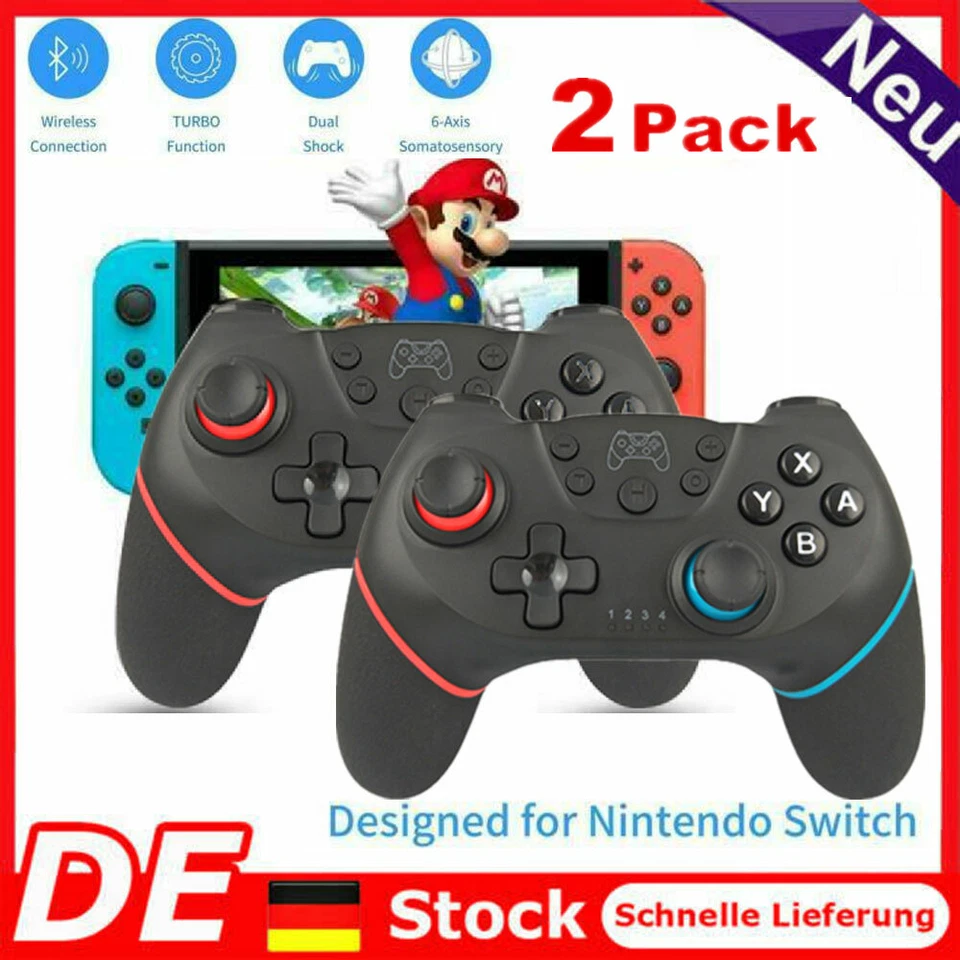 MARKENLOS 2Stk. Für Nintendo Switch/Pro Wireless Controller Gamepad Gamepads Bluetooth DE