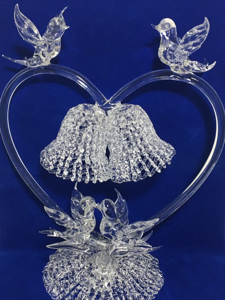 "Topper de pastel de boda de vidrio artístico vintage firmado por el artista Gerald R. Neff 1978 9""H" Foto 1 de 4