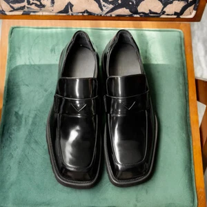 Men Square Toe Leather Shoes British Casual Business Dress Shoes  Handsome Shoes - Picture 1 of 13