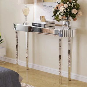Mesa de consola de aparador mesa auxiliar mesa de pasillo espejo alto brillo con diamante - Imagen 1 de 14