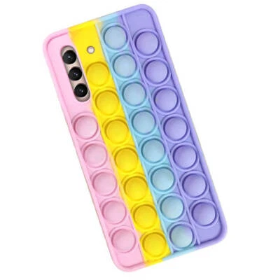 SDTEK Funda Pop para Samsung Galaxy A14, Fidget Bubble It Cover Estrés (Arco Iris) Arco Iris