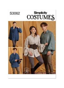 Simplicity Unisex SEWING PATTERN S3062 Costume Shirts Sizes XS-XXL - Picture 1 of 8