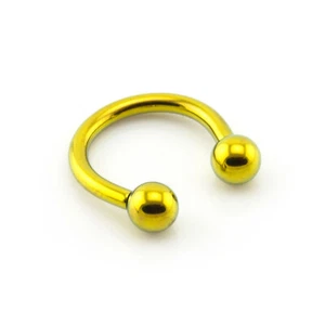 Horseshoe Bar Internally Threaded Circular Barbell Lip Nose Septum GOLD TITANIUM - Picture 1 of 1