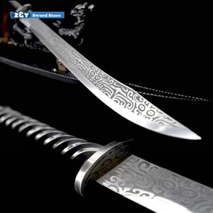 Cuchillo de batalla chino WUSHU espada Dao afilada de acero al manganeso Broadsword para exteriores - Imagen 1 de 9