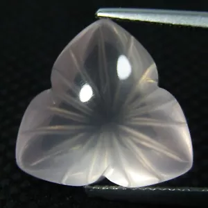 11.49Cts Amazing Natural Rose Quartz 15mm Trillion Carving Loose Gem REF VIDEO - Picture 1 of 2