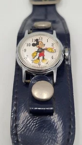 Ingersoll Vintage Original Mickey Mouse Watch Blue Vinyl Band Works 1970s - Picture 1 of 6