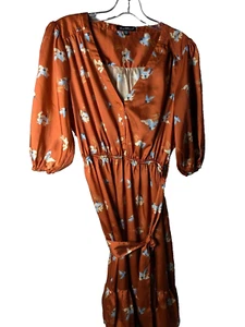 Samt Herz Small Damen Kleid Neu ohne Etikett Orange Blumen - Bild 1 von 4