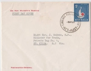 Stamp Australia 1963 Red Cross on Postmaster General cachet FDC Parliament House - Picture 1 of 2