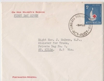 Stamp Australia 1963 Red Cross on Postmaster General cachet FDC Parliament House - Image 1 of 2