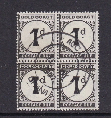 Gold Coast - SG D2 x 4 - f/u - 1923 - 1d - postage due block - yellowish toned Cover